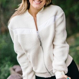 ZYIA Active Flying V Fleece Sherpa Bomber Full Zip Jacket